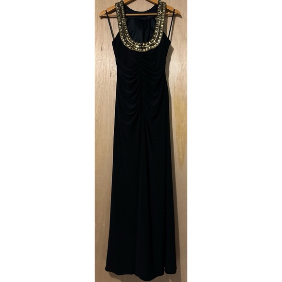 Xscape Black Maxi Dress with Gold Embellishments - Picture 5 of 10